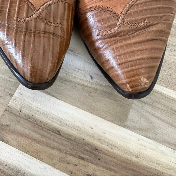 Vintage Nine West Western Ankle Booties Brown/Tan Leather and Suede 6.5‎ - Picture 9 of 9